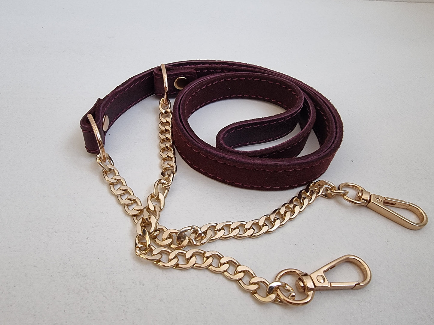 Chain belts with leather handle
