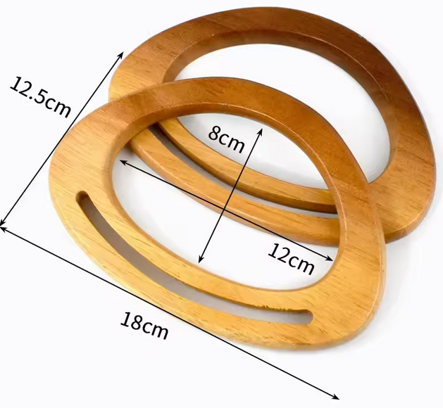 Natural Wooden Handbag Handle D-ring